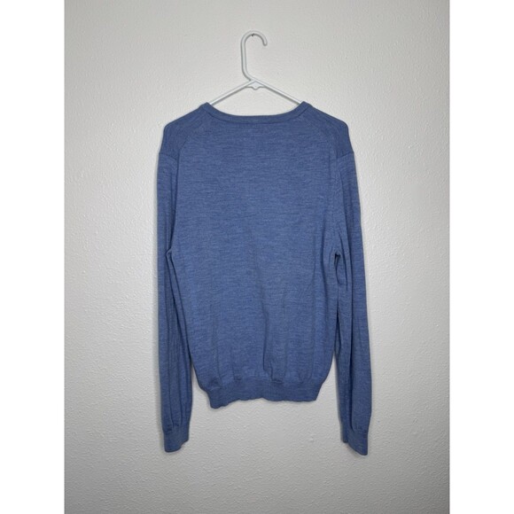 346 Brooks Brothers Stretch Sweater Mens Merino Wool V-Neck Blue Long Sleeve M - Picture 9 of 16